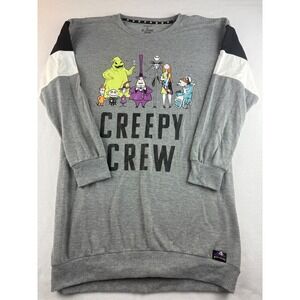 Disney Nightmare Before Christmas Womens L/G Gray Creepy Crew Tunic Top‎
